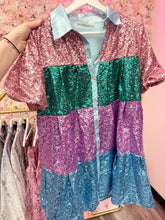 Load image into Gallery viewer, LIZZIE Sequin Color Block Dress
