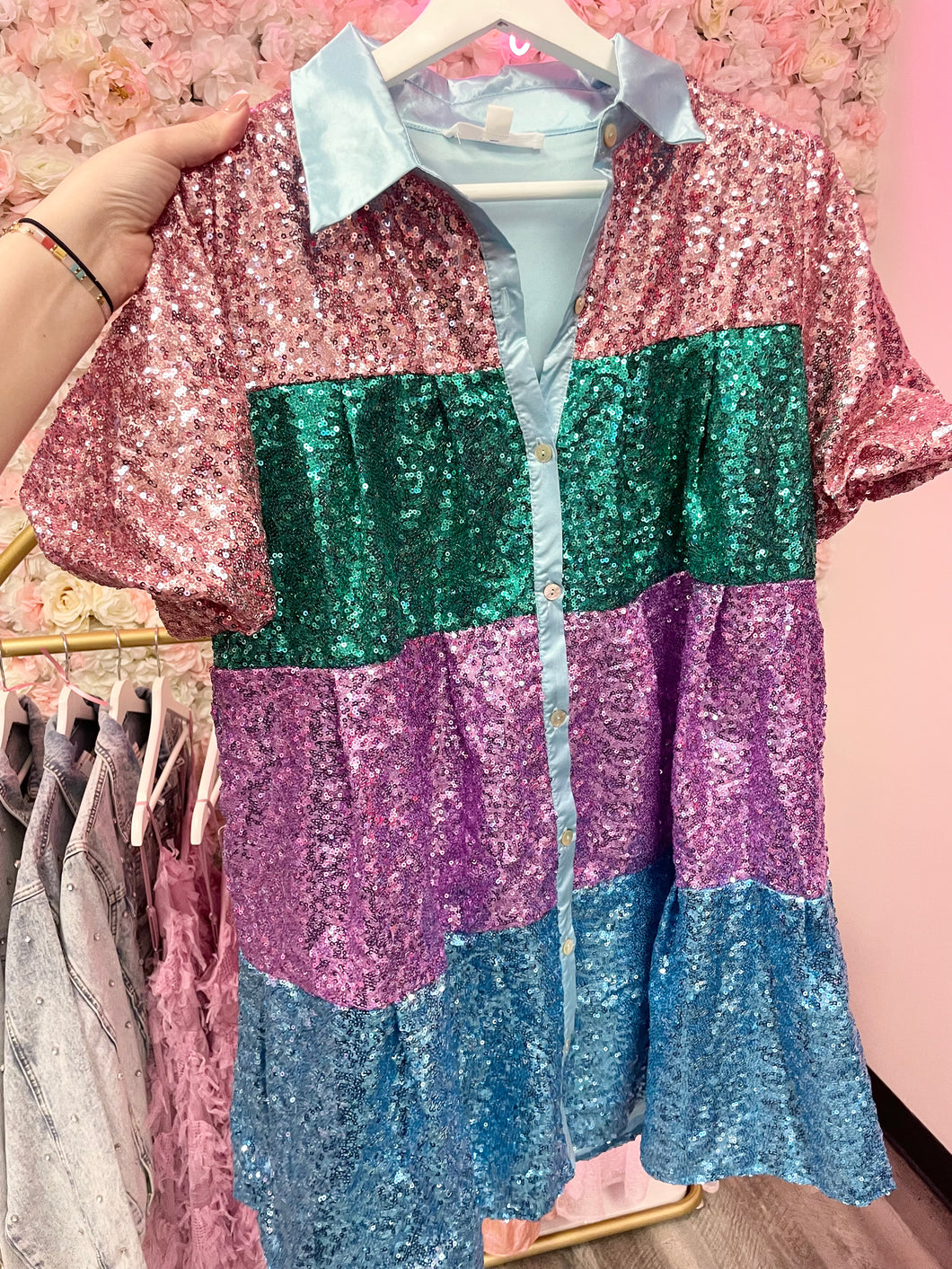 LIZZIE Sequin Color Block Dress