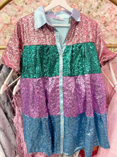 Load image into Gallery viewer, LIZZIE Sequin Color Block Dress
