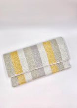 Load image into Gallery viewer, Neutral Stripe Beaded Clutch
