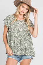Load image into Gallery viewer, SAGE Floral Babydoll Top
