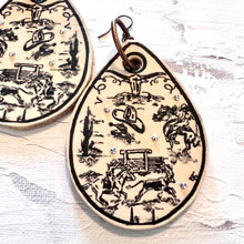 Load image into Gallery viewer, Black Toile Teardrop Earrings
