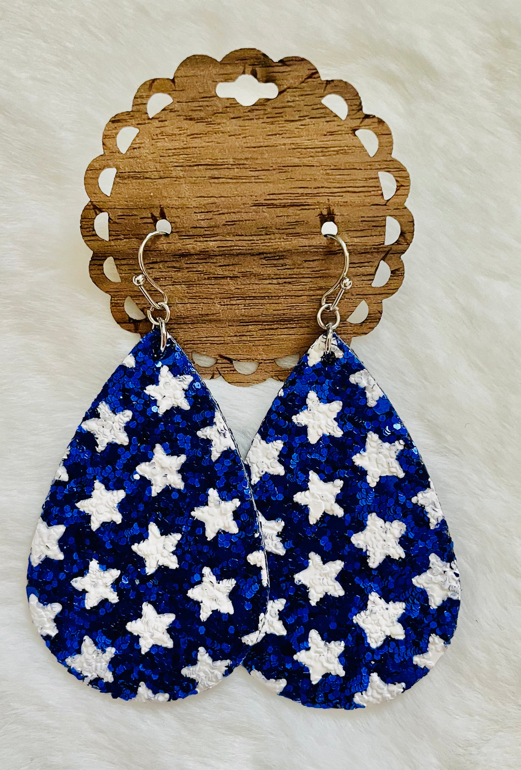 Sequin Blue Star Earrings