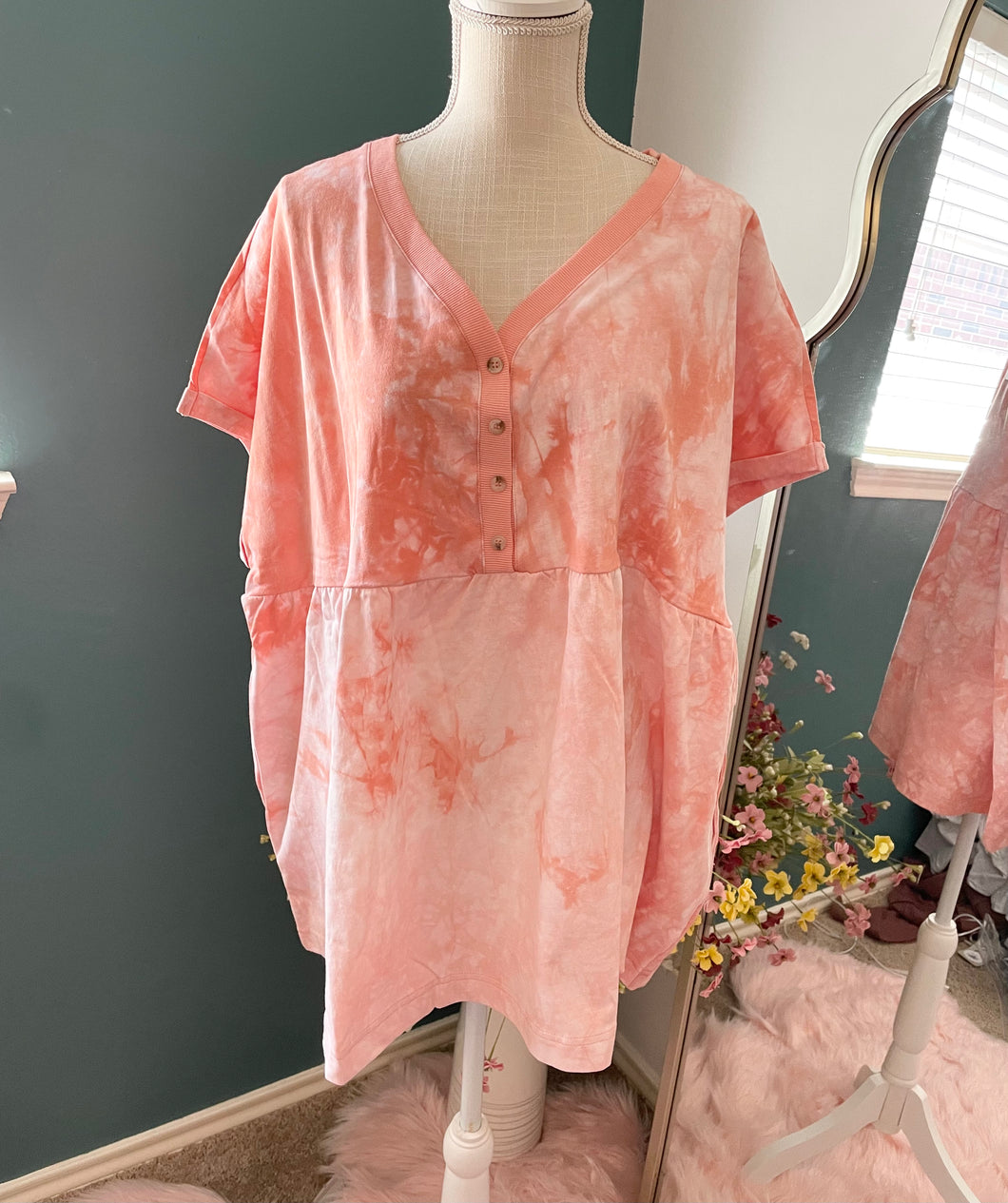CORAL Tie Dye Top
