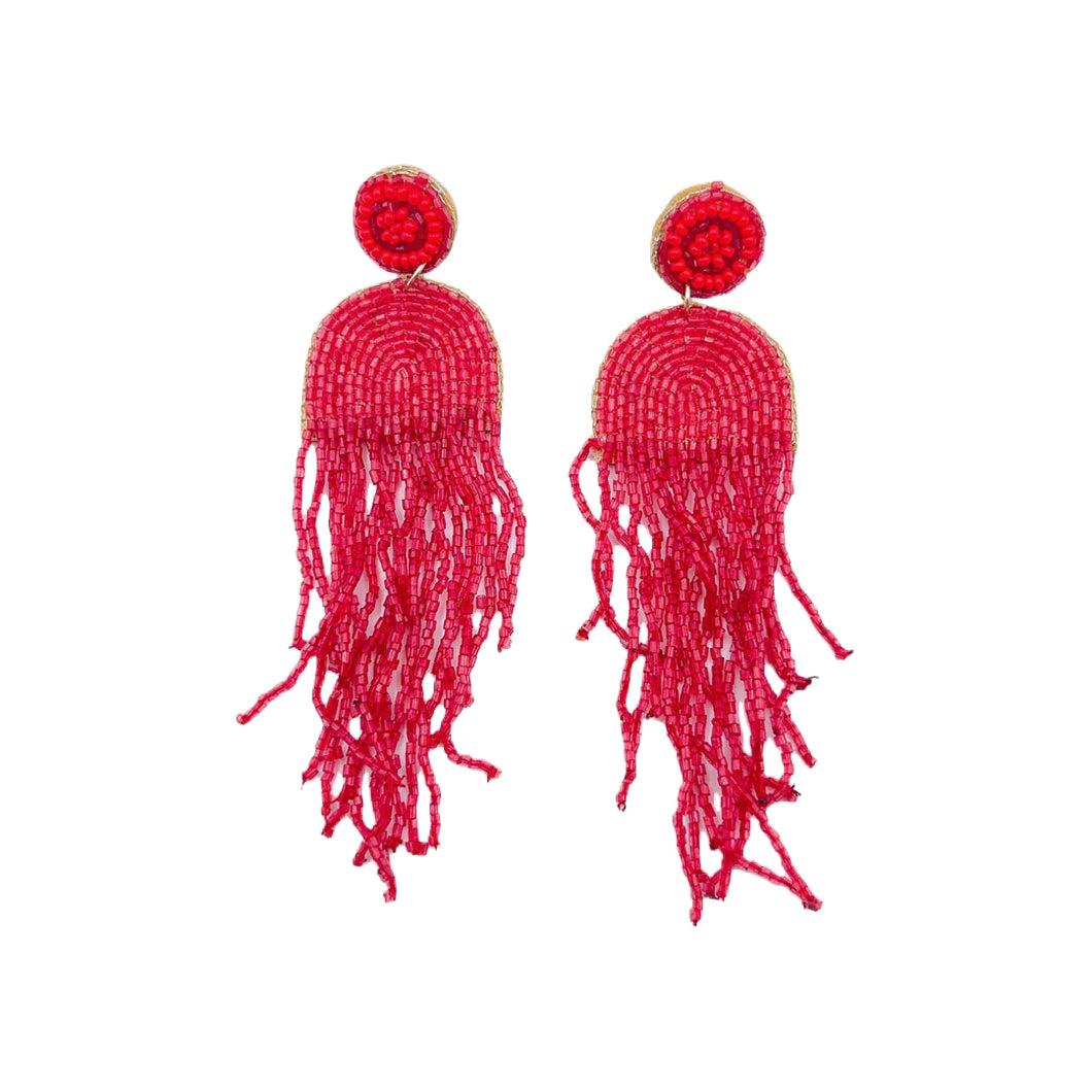 JELLY RED Beaded Earrings