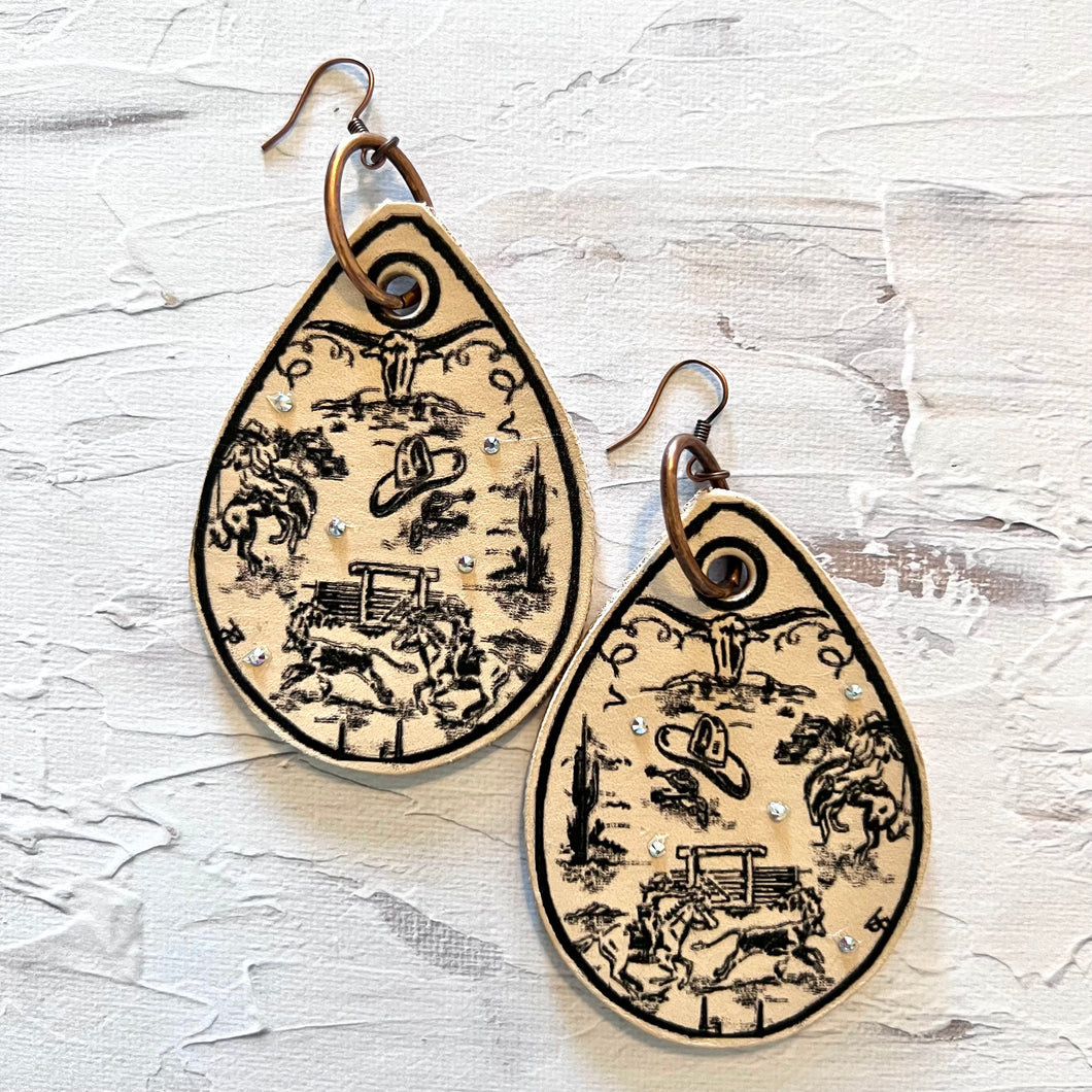 Black Toile Teardrop Earrings