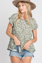 Load image into Gallery viewer, SAGE Floral Babydoll Top
