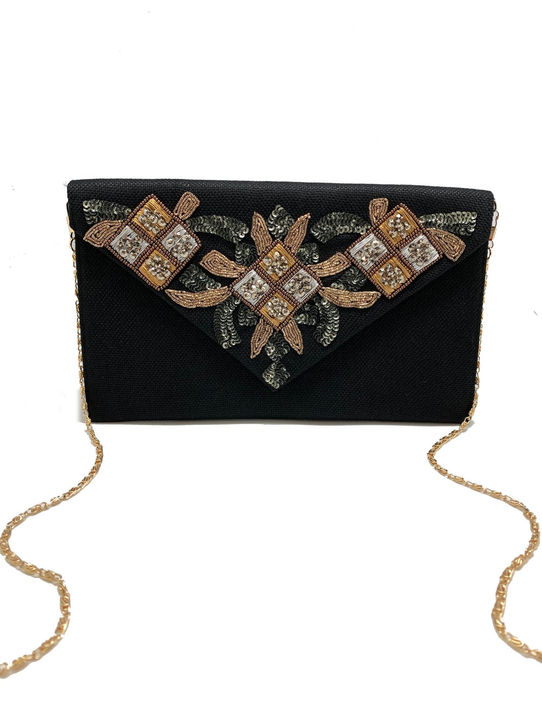 Embroidered Envelope Clutch