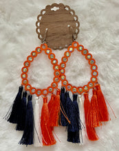 Load image into Gallery viewer, Jeweled Orange Teardrop Earrings

