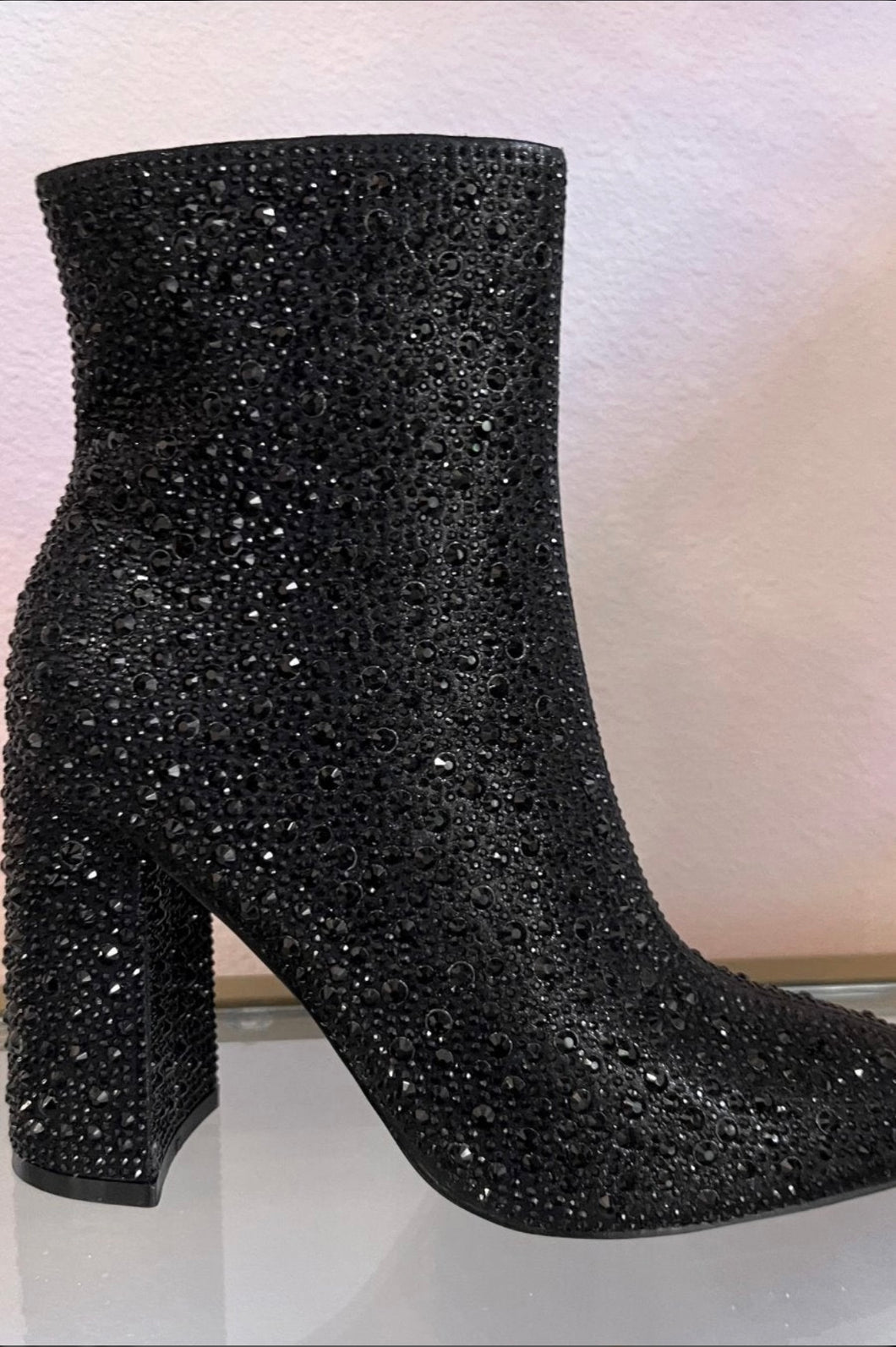 Black Rhinestone Booties