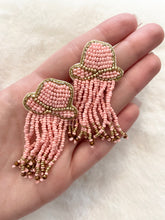 Load image into Gallery viewer, Pink Cowboy Hat Fringe Earrings
