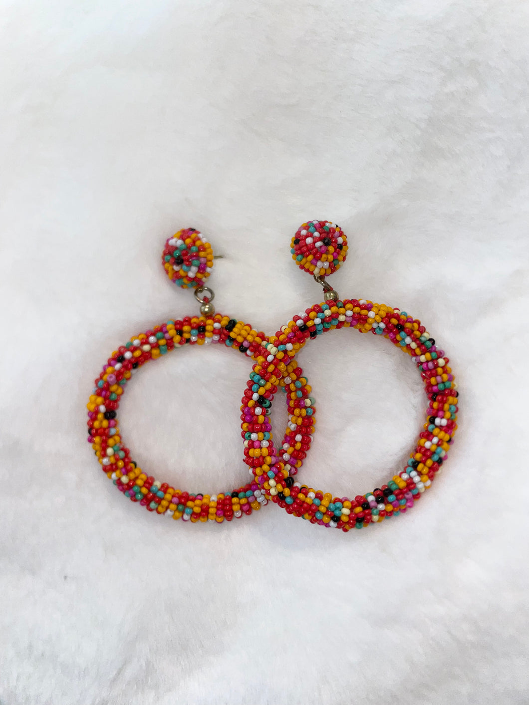 Colorful Beaded Hoop Earrings