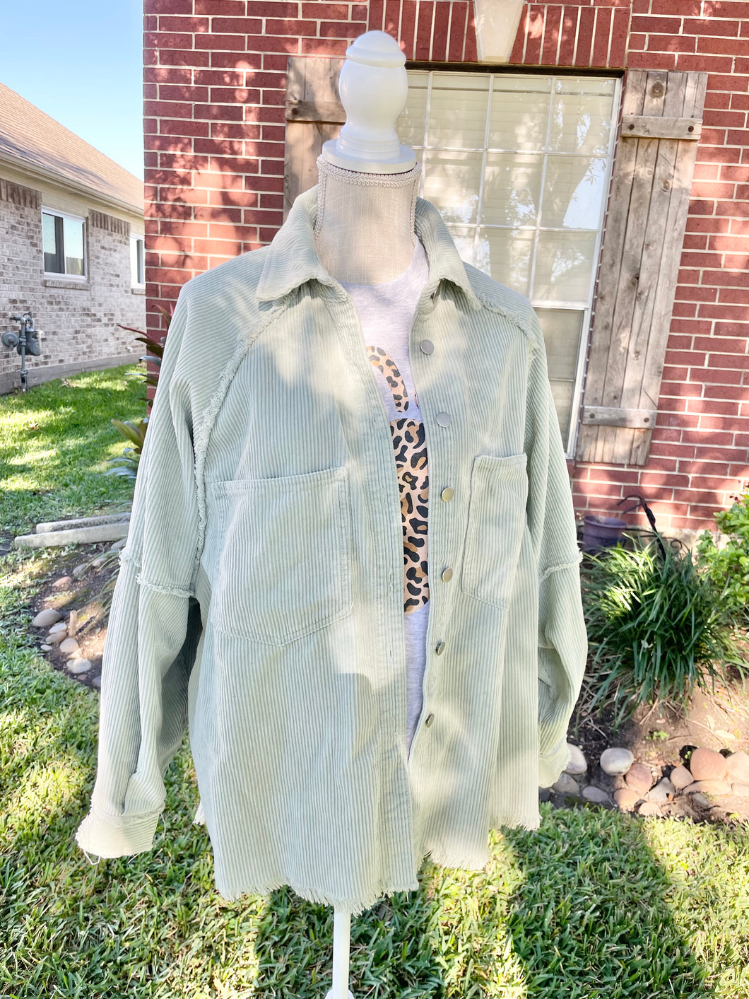 Sage Corduroy Shacket