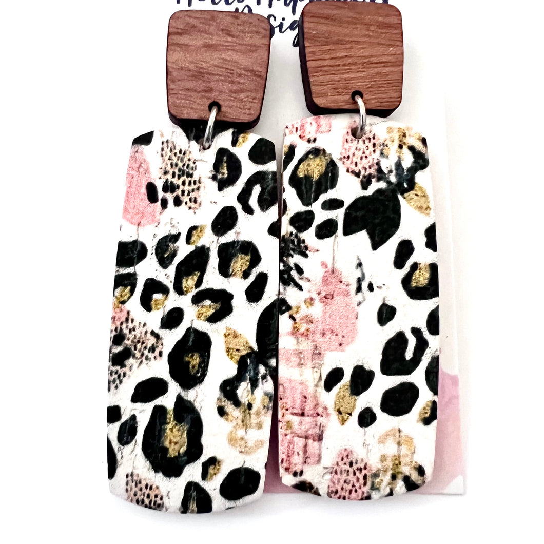 Blush Leopard Floral Dangle Earrings