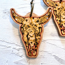 Load image into Gallery viewer, Floral Cow Skull Earrings
