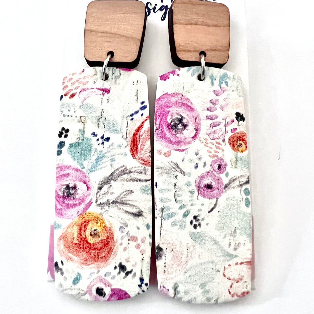Watercolor Floral Dangle Earrings
