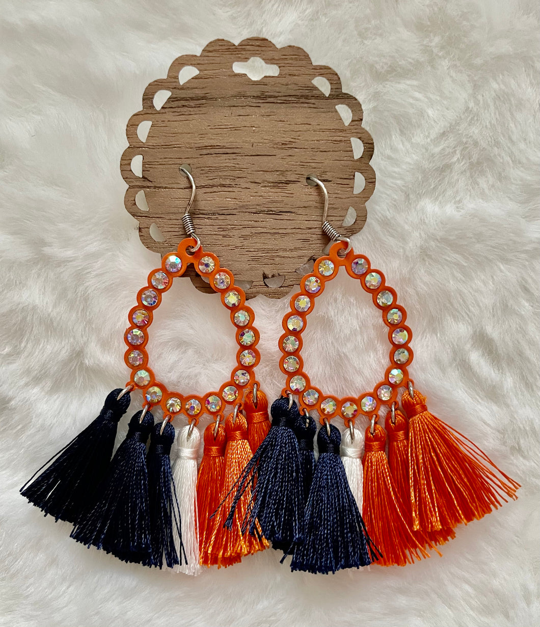 Jeweled Orange Teardrop Earrings