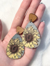 Load image into Gallery viewer, Sunflower Wood Earrings
