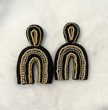Load image into Gallery viewer, Black Beaded Rainbow Earrings

